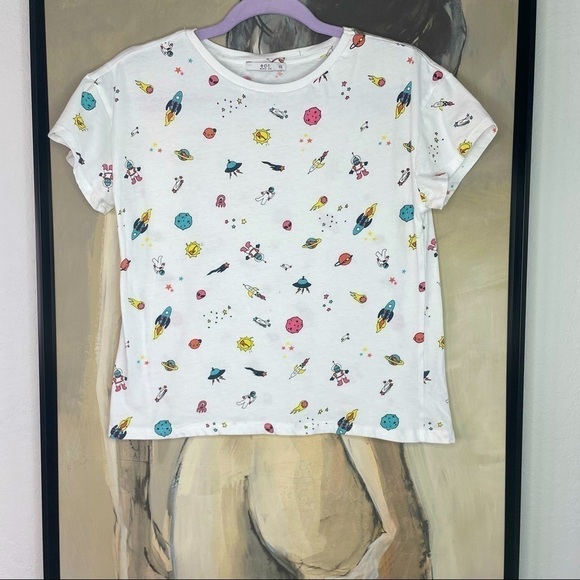 EDC White Babydoll Spaceship Tshirt - Picture 1 of 7